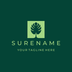 love monstera deliciosa leave houseplant garden spa custom logo design vector illustration © Bendazs