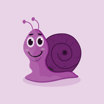 cute snail vector in purple gradient color with shadow © Purnama
