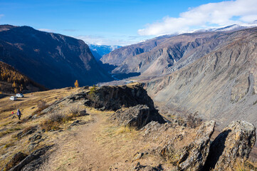 View of Chulyshman valley in Altay mountains in the autumn