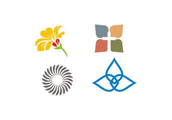 Abstract elegant flower logo icon vector design. Universal creative premium symbol. in black background