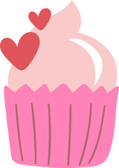 Kawaii Valentine Cupcake Illustration Heart Decoration