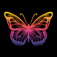 Fototapeta na wymiar Butterfly art Illustration hand drawn gradient colorful vector for sticker, poster etc