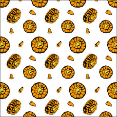 Pattern with corn on a white background