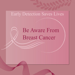 Fototapeta na wymiar Breast Cancer Awarness Social Media Post Template