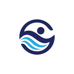 swimming logo with letter S concept