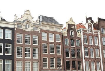 Fototapeta na wymiar Amsterdam Typical Canal House Facades View, Netherlands