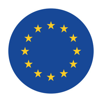 European union flag in the circle. Vector icon.