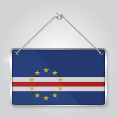 Flag of Cape Verde. The symbol of the state in the pennant hanging on the rope, rectangle hanging. Vector Illustration EPS10.