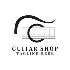 Guitar logo design icon and symbol vector