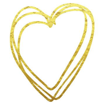 outlines of heart shape gold foil border for weddings, parties and celebration 