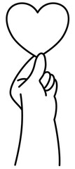 Valentine love heart hands doodle line art