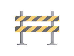 Road barrier with 3d vector icon cartoon minimal style illustration