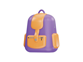 School bag with 3d vector icon cartoon minimal style illustration
