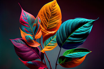 Colored autumn leaves background, Generative AI