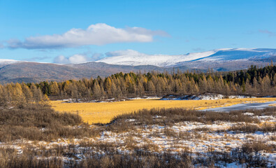 View of Ulagan Highlands in Altay mountains in the autumn