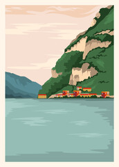 Naklejka premium illustration of hill view on the beach, used for poster