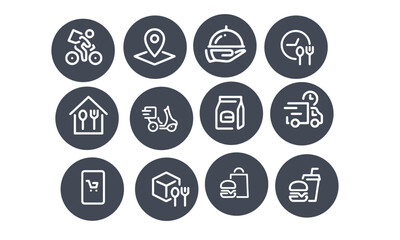 Food Delivery icons set vector design