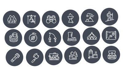 Outdoor Recreation, Camping, Backpack icons vector design 