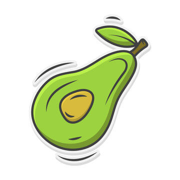 Avocado Sticker In Doodle Style