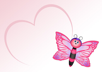 illustration of pink butterfly for the little girl