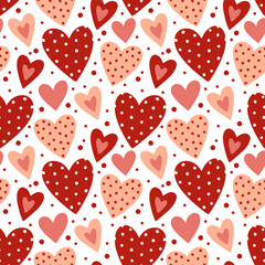 Obraz na płótnie Canvas Hearts seamless pattern, lovely romantic background, great for Valentine's Day, Mother's Day, Wedding, textiles, wallpapers, banners, vector design