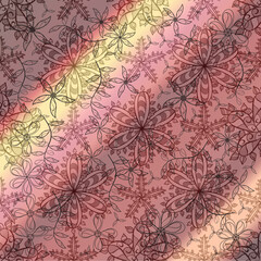 Seamless pattern with interesting doodles on colorfil background. illustration.