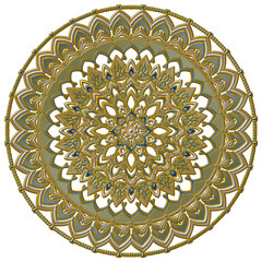 マンダラアート(宝飾品風、寒色、豪奢、豪華)