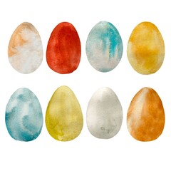 Eggs Easter colorful set a watercolor illustration