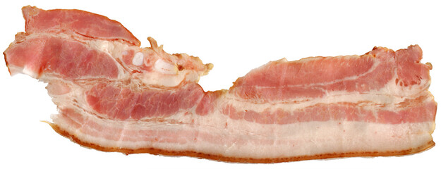 Boiled Pork Bacon Rasher Isolated on White Background