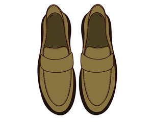 Women's or men's shoes. View from above. Flat vector illustration