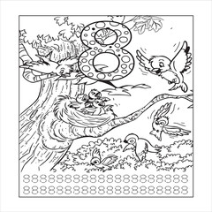 Fototapeta na wymiar number coloring page for kids . Mathmatics game and educational game.