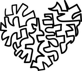 Hand drawn line art  in heart shape.