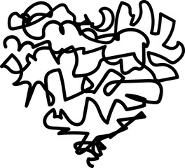 Hand drawn line art  in heart shape.