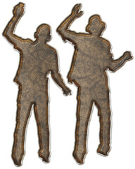 Metal sign of people- clipart png. Standard photoshop shapes- metal computer symbols. Creative figure- metal corrosion
