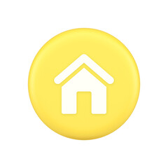 Main internet page button homepage house with roof navigation cyberspace interface 3d icon