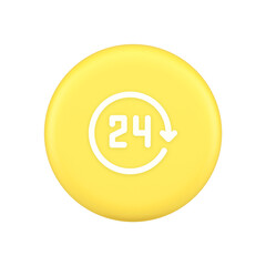 24 hours circle arrow button always available assistance service 3d application icon
