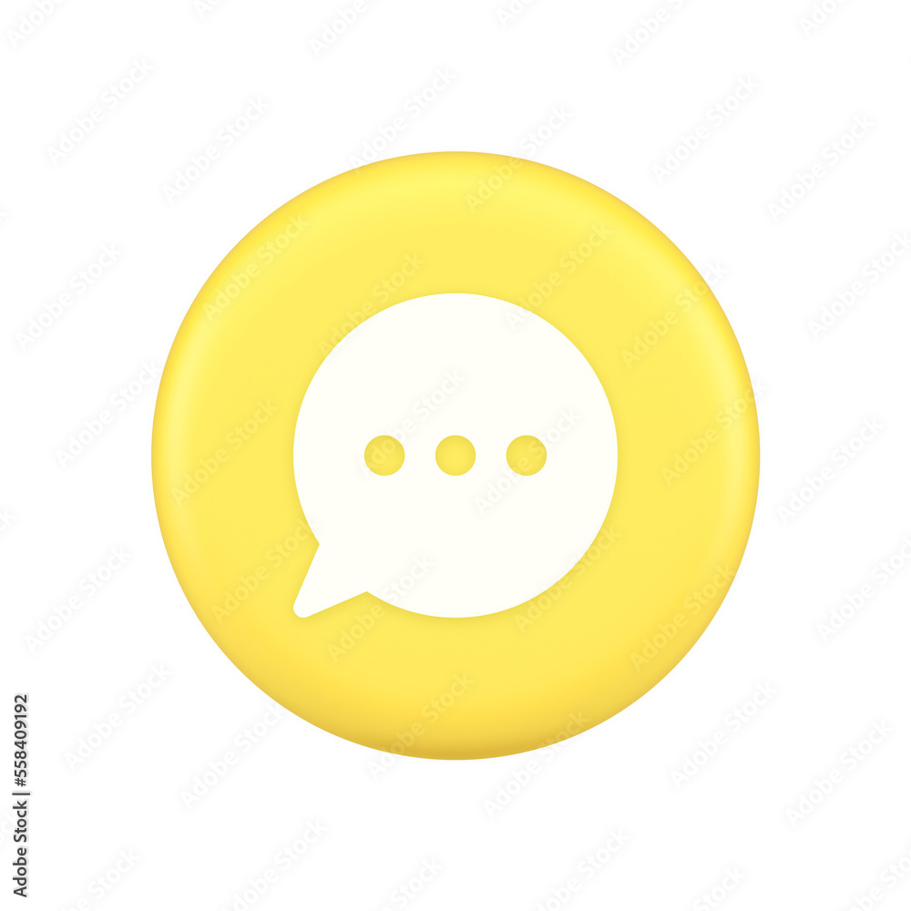 Wall mural think bubble chat button online dialogue social network communication 3d application icon