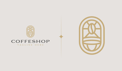 Coffee Bean. Coffee Shop Logo Illustration. Universal creative premium symbol. Vector sign icon logo template. Vector illustration