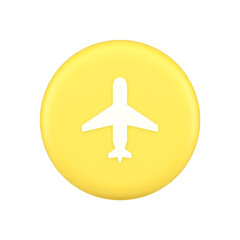 Airplane online check in button digital service passenger registration 3d application icon