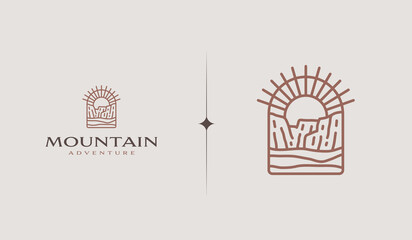 Rocky Mountain. Mountain Hilltop Nature Landscape. Universal creative premium symbol. Vector sign icon logo template. Vector illustration