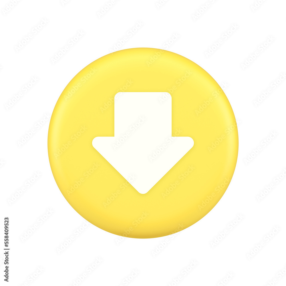 Poster arrow down button keyboard navigation pointer cyberspace downloading web app 3d icon