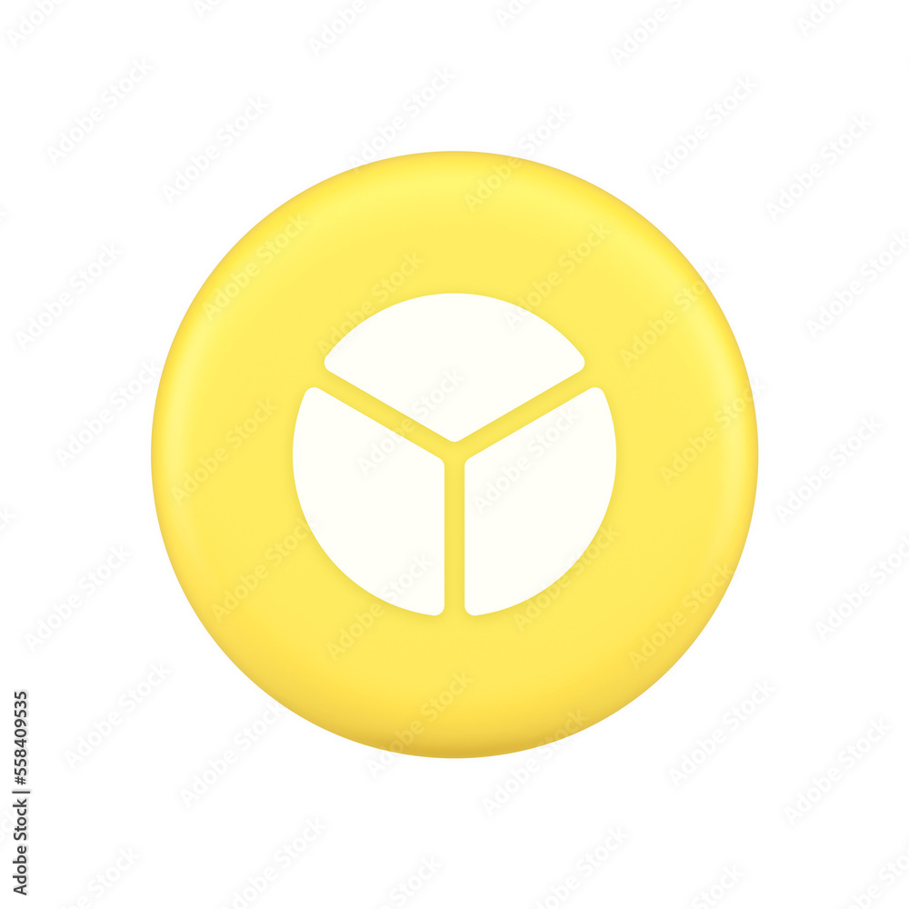 Poster chart pie three section button financial presentation business analyzing web app 3d icon