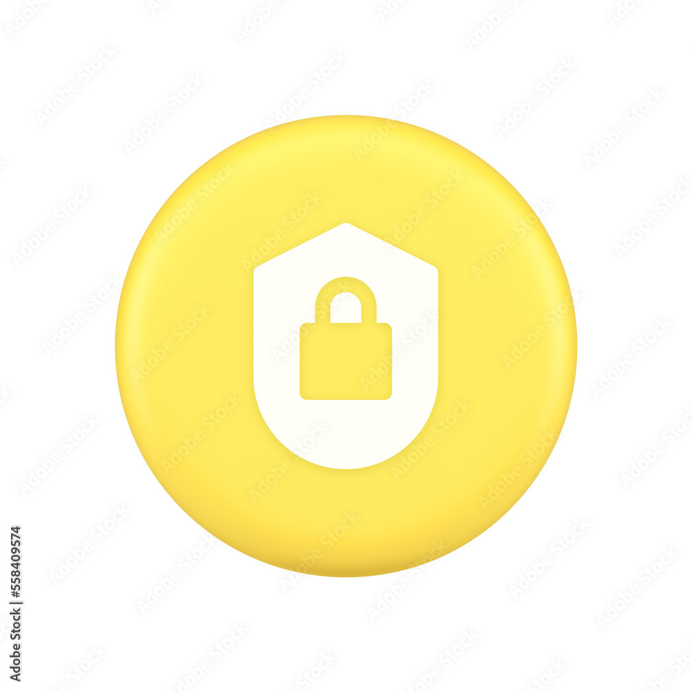 Poster lock shield security button privacy blocked password service web app 3d application icon