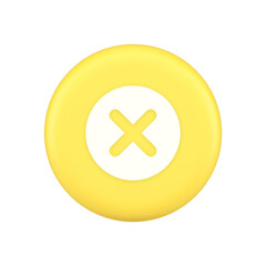 Obraz premium Cross button cancel reject decline negative forbidden fail 3d application icon