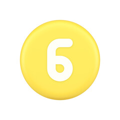 Six yellow button number calculator finance counting user interface keyboard panel 3d icon