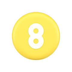 Eight number yellow button mathematic counting calculator web application 3d application icon