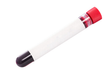 Single blood test tube with  empty sticker isolated on a transparent background