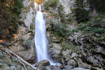 View on the Dard Waterfall juste next to the city of Chamonix.