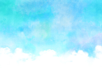 背景素材_青空と雲_水彩