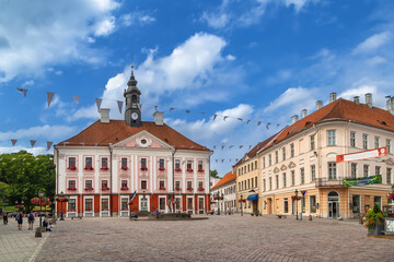 Town hall square, Tartu, Estonia - obrazy, fototapety, plakaty